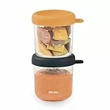 BÉABA - Aufbewahrungsbehälter für Babynahrung - Brei Einfrieren Behälter - Skalierung - Temperaturbeständig - Baby Essen Zubehör - Aufbewahrung Babys Kleinkinder - 2er Pack - 250ML - Nachtblau/Honey