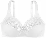 Dorina Damen Georgina Kabelloser Baumwoll-BH – Volle Abdeckung mit Spitzensaum, Stützender Unterbrust und Verstellbaren Trägern, Weiß