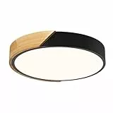 Qamra LED Deckenleuchte, Deckenlampe 30cm, Schwarz Deckenleuchte, Moderne Lampe Holz für Wohnzimmer Schlafzimmer Küche Esszimmer Flur 4000K