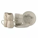 Bloomingville Bea Frühstück Set, Natur, Steingut, C:T10xH10,5/B:T11,5xH6/P:T21xH2, Satz mit 4x3 Artikeln