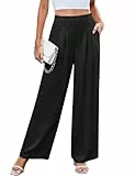 Svanco Weite Hose Damen Sommer High Waist Marlenehose Leicht Linen Stoffhose Elegant Lockere Anzughose