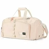 YOUNGOA Sporttasche für Damen, 25L Kleine Reisetasche & Gym Bag mit Schuhfach und Nassfach, Beige