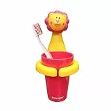 Zahnbecherhalter,Kinderzahnbürstenhalter mit Tasse,Niedliche Cartoon Tier geformte Zahnbürstenhalter Mit Saugnapf,Reinigungsmittel für Babys und Kinder (Löwe)