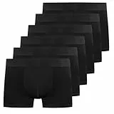 YouShow Boxershorts Herren Schwarz 6 Pack Baumwolle Unterhosen Männer Ohne Kratzenden Zettel Retroshorts Unterwäsche Boxer M