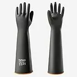 ThxToms Chemikalienbeständige Handschuhe, Chemikalienschutzhandschuh, beständig gegen starke Säuren, Laugen und Öl, Schwarz, 35cm, 45cm, 55cm (55cm)
