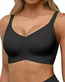 HORISUN Damen BH ohne Bügel, Comfy Bequemer Nahtloser Push-Up Bralette für Große Brüste mit Breiten Trägern Weicher Nahtlos Klassischer BHS für Damen (Schwarz M)