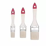 HARDY WORKING TOOLS Flachpinsel-Set 3-teilig, Breite 1 Zoll, 1.5 Zoll, 2 Zoll, Malerpinsel Set mit Holzgriff, Lackierpinsel 3PCS, Serie *30*, A0280-030100, Rot, 1 / 1.5 / 2 Zoll