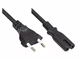 Kabelmeister EURO-Netzkabel - 1 m - Euro-Stecker Typ C (gerade) an C7/Euro 8 Buchse (gerade) - KUPFERLEITER - 0,75 mm² - für TV, Konsole, Radio, Netzteil - SCHWARZ - Qualitätware vom KABELMEISTER
