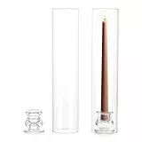 NUPTIO Kerzenständer Stabkerzen Stabkerzenhalter Glas - 2 Stück Kerzenhalter Stabkerze Glaszylinder für Kerzen 30cm Hoch Glasaufsatz Hochzeit Tischdeko Weihnachten Tafelaufsatz Esstisch Kaminsims