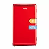 Comfee' RCD93RE2EURT(E) Kühlschrank Klein, 93 Liter Retro Kühlschrank, Mini kühlschrank mit verstellbare Thermostat, Silent, geeignet für Zuhause, Büro und Hotel, Rot