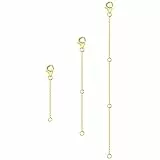 ALEXCRAFT 3 Stück Kettenverlängerung Gold, 14 k Vergoldete Verlängerungs Kette mit Karabinerverschlüsse Biegeringschnalle für Halskette Fußkette Armband Schmuckherstellung, 2/4/6 inch