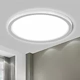 LQWELL® Deckenleuchte LED Deckenlampe, IP44 Wasserfest Badlampe Rund Flach 50W 6000K 5500LM Modern Schlicht Lampe Dünn für Wohnzimmer Badezimmer Schlafzimmer Küche Balkon Keller, 600 * 25mm