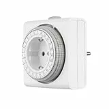 REV Zeitschaltuhr Steckdose - 24h Format, 96 Zeiten a 15min - mechanischer Timer Steckdose, 230VAC, max. 16A/3680W, weiß