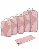 BAGSMART Packing Cubes Compression 6 Stück, Rucksack Koffer Organizer Packtaschen, Reise Kompressionsbeutel Wasserdicht Packwürfel Kompression, Travel Essentials Kofferorganizer