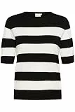 KAFFE Damen Strickpullover KAlizza Damen Strickpullover Kurzarm Streifen Lässig Casual Rundhals Pullover Gestreift Kurzarm