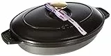 STAUB Ofenform, Servierplatte, Auflaufform mit Deckel aus Gusseisen, oval, 23 cm, 1 l, Für alle Herdarten, Induktion und Backofen, Schwarz