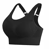 Litherday Sport BH Damen Push Up Sports Bra Starker Halt Sport BH Ohne Buegel mit Abnehmbar Gepolstert für Fitness Jogging Yoga, Schwarz, XL