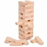 VUZUCOSH 54 Stück Holz-Stapelturm für Zuhause, Freizeit, Holzbrett, Stapelspiel, Gartenspiele, Holz, Stapelspiel, Nachtspielzeug, Geschenke für Erwachsene, Familie