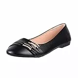 Elara Damen Ballerinas Bequem Lederoptik Strass Flach Chunkyrayan B069-BL-Black-38