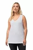 Ulla Popken Damen Feminines Top mit V-Neck T-Shirt, schneeweiß, 54-56