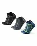 DANISH ENDURANCE Kurze Laufsocken, Sommer Sportsocken, Atmungsaktive Socken, Damen & Herren, 3 & 5 Paar, Mehrfarbig (1x Schwarz/Grau, 1x Blau/Gelb 1x Grau/Schwarz), 43-47