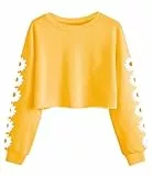 Imily Bela Mädchen Sweatshirts Daisy Printed Langarmshirt Cute Kinder Pullover Crop Tops Casual Kleidung(Gelb, 13-14 Jahre)