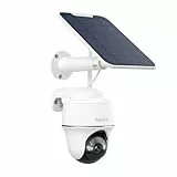 Reolink 5MP PTZ Solar Überwachungskamera Aussen Akku, 360°/140° Schwenkbare WLAN IP Kamera Outdoor mit 2,4/5GHz WiFi, Personen/Auto/Tiererkennung, Farbnachtsicht, Standalone, Argus PT+Solarpanel