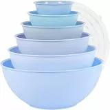 BoxedHome 12-teiliges Salatschüssel mit Deckel aus BPA-freiem Kunststoff, ZartesBlau - Stapelbare Rührschüssel Set, Wiederverwendbare, Spülmaschinenfest, Ideal für Camping, Picknick, Backen und Kochen