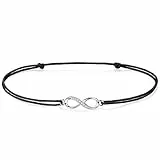 J.Endéar Unendlichkeit Fußkettchen Damen Mädchen Silber 925 handgefertigte Kordel Armband Liebe Freundschaft Geschenk 34cm verstellbar