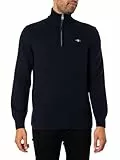 GANT Herren Lässiger Strickpullover Mit Halbem Reißverschluss, Evening Blue, L