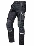 PUMA Workwear Precision X - Arbeitshose Herren - Premium Arbeitskleidung mit vielen Taschen und verstärkten Kniepartien - Funktionshose mit Stretch für Handwerk und Baugewerbe - Schwarz/Neon - 48