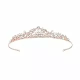 Minkissy Kristall Rebe Braut Diademe Strass Krone Wassertropfen Vintage Hochzeit Kopfbedeckungen Bräute Stirnbänder Hochzeit Haarschmuck (Roségold)