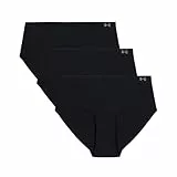 Under Armour Damen Hipster-Slips im 3er-Pack – Unsichtbares Pure Stretch, nahtlos, Keine Abdrücke, Ultraleicht, ganztägiger, Schwarz, M
