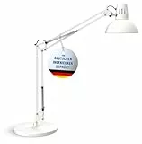 Maul LED Schreibtischlampe MAULstudy | Verstellbare Stehlampe mit Gelenkarm für Büro, Arbeitszimmer und Schreibtisch | Elegante Bürolampe aus Metall | Inklusive LED-Leuchtmittel | Weiß
