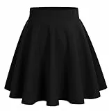 DRESSTELLS Rock Damen Schwarz Kurz Skater Rock A-Linie Hohe Taille Minirock Silvesteroutfit Anime Faltenrock Karneval Tennis Rock Black L