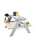 PINOLINO Nicki 4er Kindersitzgruppe aus Massivholz I Grauer Kinder Picknicktisch für Garten & Outdoor I Spieltisch mit abgerundeten Kanten I Robuste Sitzgruppe für 4 Kinder I 90 x 79 x 50 cm