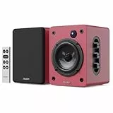 MAJORITY D50X Aktivlautsprecher | 60W 2.0 Lautsprecher PC Boxen | HiFi Lautsprecher HDMI ARC, AUX | Regallautsprecher Bluetooth 5.3 Boxen | Studio Monitor mit Kohlefaser-Lautsprecherchassis (Maron)