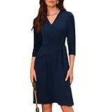 GRACE KARIN Businesskleid für Damen Herbst-Büroklei knielanges Freizeitkleid für Damen mit Langen Ärmeln Dunkelblau XL