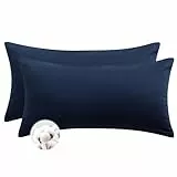 Aisbo Kissenbezug 40 x 80 Baumwolle 2er Set - weiche Kopfkissenbezug 40x80 Blau mit Reißverschluss, 40x80cm Pillow Cover Pillowcase
