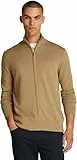 Tommy Hilfiger Herren Pullover mit Reißverschluss Essential Cotton Zip Thru Stehkragen, Beige (Safari Canvas), M
