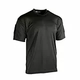 Mil-Tec Tactical Quick Dry T‑Shirt Herren • Taktisches Kurzarm-Shirt • Atmungsaktives & schnelltrocknendes Basic T-Shirt • Ideal als Sportshirt, Wandershirt, Arbeitsshirt • Schwarz, L