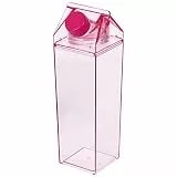 Cabilock Milchkarton Wasserflasche 500Ml Plastik Milchbox Saftflasche Klare Milchflaschen Tragbare Wasserflasche Rosa