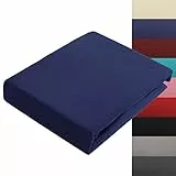 Spannbettlaken 180x200-200x200 cm Thermo Fleece Winter Flausch Bettlaken Spannbetttuch Weich Gemütlich Microfaser Teddyflausch, Farbe Dunkelblau