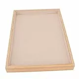 GLOGLOW Schmucktablett-Organizer, Elegantes Flanell-Schmucktablett aus Holz FüR Schmuck (Beige)