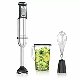Arendo - Stabmixer Edelstahl Set - 2000 Watt Pürierstab - Handmixer - stufenlose Geschwindigkeit - Turboboost – Mixfuß mit Edelstahlmesser - Schneebesen – BPA-frei