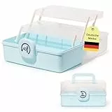 SYLANDO 27,5 cm Aufbewahrungsbox mit fächern, Sortierboxen, Nähkasten, Bastelkoffer leer, Medicine Organizer Box, Angelkoffer, Aufbewahrung for Kleinteile, Haargummi (Blau)