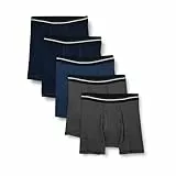 Amazon Essentials Herren Boxershorts Unterwäsche, Bequeme Baumwolle, Ohne Etikett, 5er-Pack, Dunkelblau/Dunkelgrau/Dunkles Marineblau, XL
