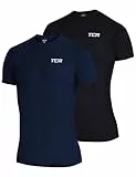 TCA Superlight Gym Tops for Men 2 Pack, Lightweight, Breathable, Running Top Men & Gym T Shirts Men - Mens T Shirts Multipack, Gym Top - Schwarz + Dunkelblau, XL