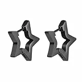 Aroncent Unisex Ohrringe Ohrstecker Set: Herren Damen Edelstahl Ohrstecker Set Stern modisch elegant beiläufig Huggie Ohrschmuck in Schwarz