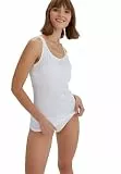 Dagi Damen Basic Cotton Tanktop T-Shirt, Weiß, 38 EU